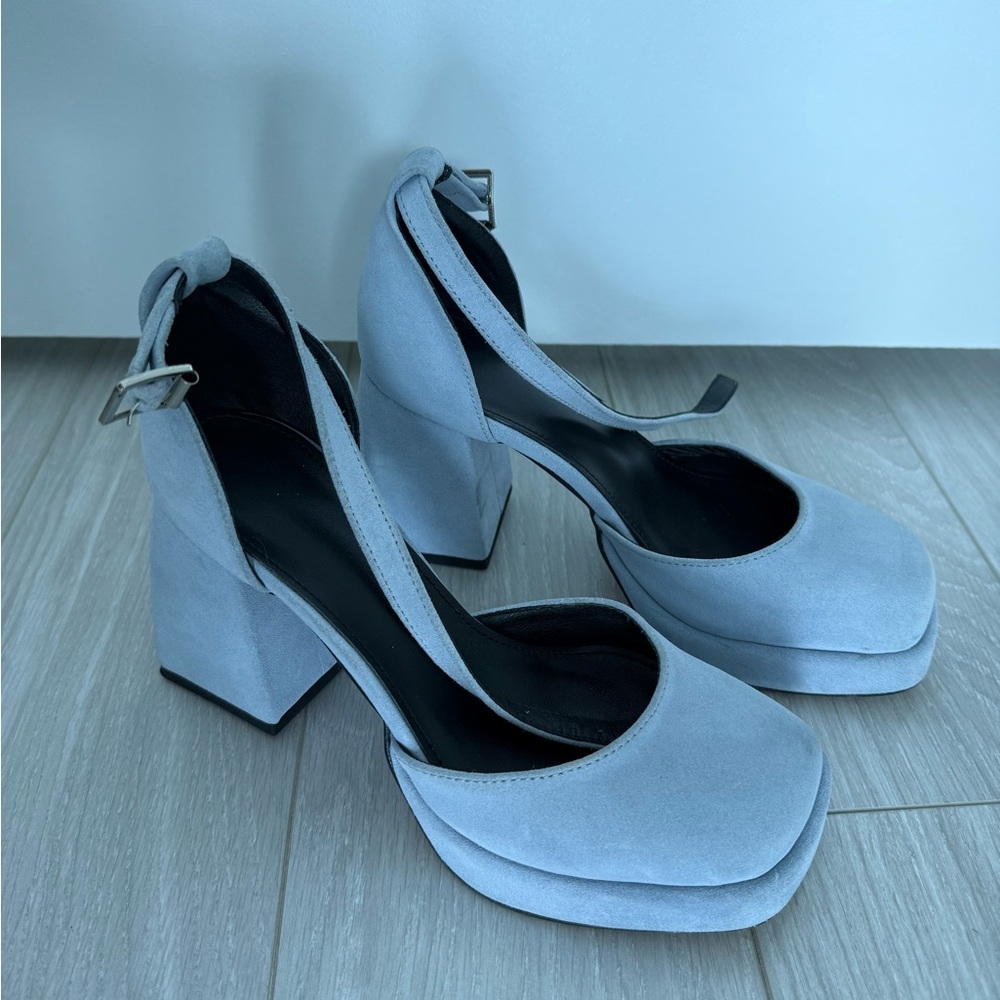 Chic Blue Suede Platform Heels